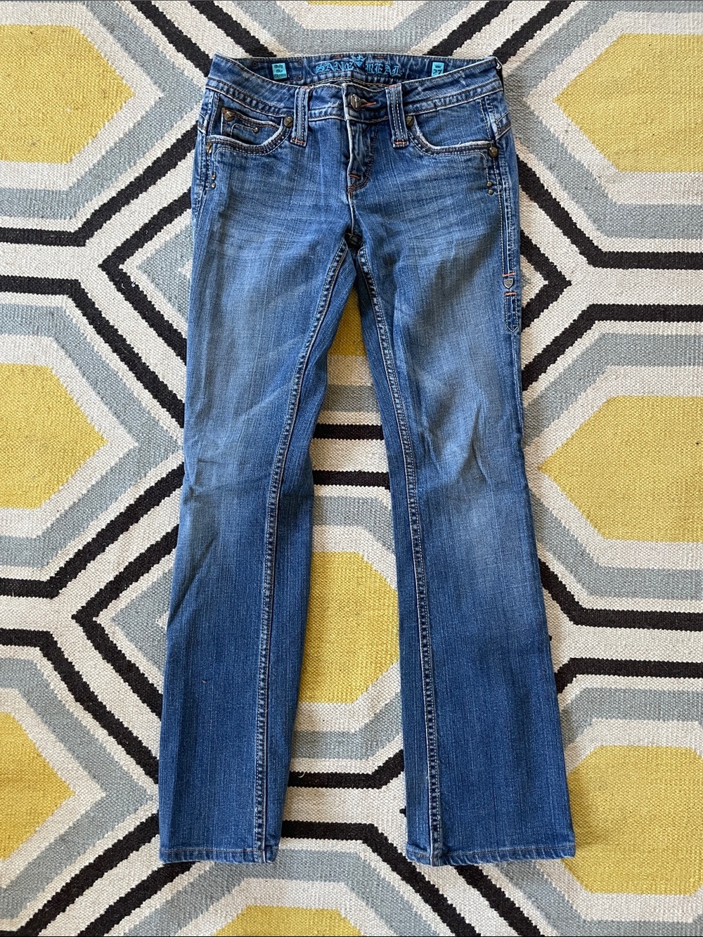 Sang real Mid-Rise Straight Women's Jeans - Blue